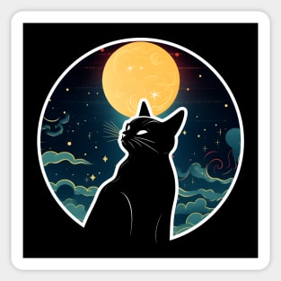 The Black Cat and the Moon Sticker